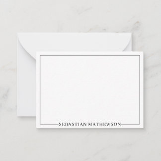 Personalisiert Elegant Minimal Schwarz und Weiß Mitteilungskarte