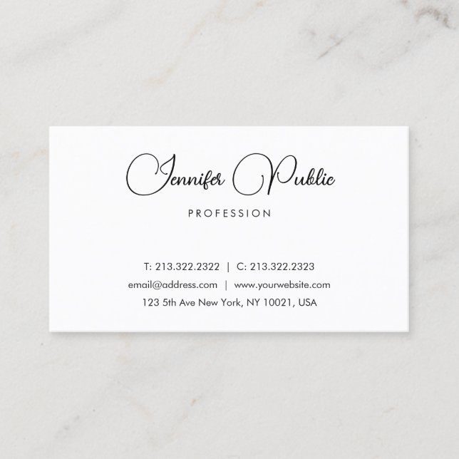 Personalisiert Elegant Moderne Minimalistische Typ Visitenkarte (Vorderseite)