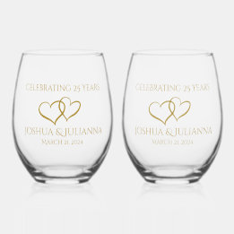 Personalisiert Elegant Modernes Geschenk zum 25. J Weinglas Ohne Stiel