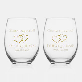 Personalisiert Elegant Modernes Geschenk zum 25. J Weinglas Ohne Stiel