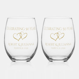 Personalisiert Elegant Modernes Geschenk zum 50. J Weinglas Ohne Stiel
