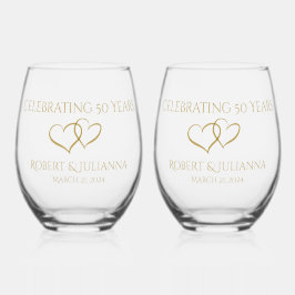 Personalisiert Elegant Modernes Geschenk zum 50. J Weinglas Ohne Stiel