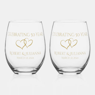 Personalisiert Elegant Modernes Geschenk zum 50. J Weinglas Ohne Stiel