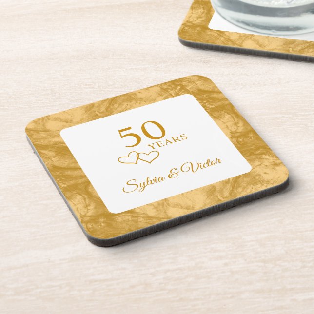 Personalisiert Elegant Modernes Party zum 50. Jubi Getränkeuntersetzer (Linke Seite)