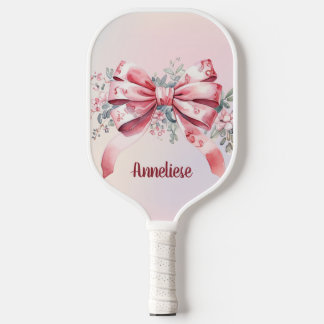 Personalisiert Elegant Rosa Bow Chinoiserie Pickleball Schläger