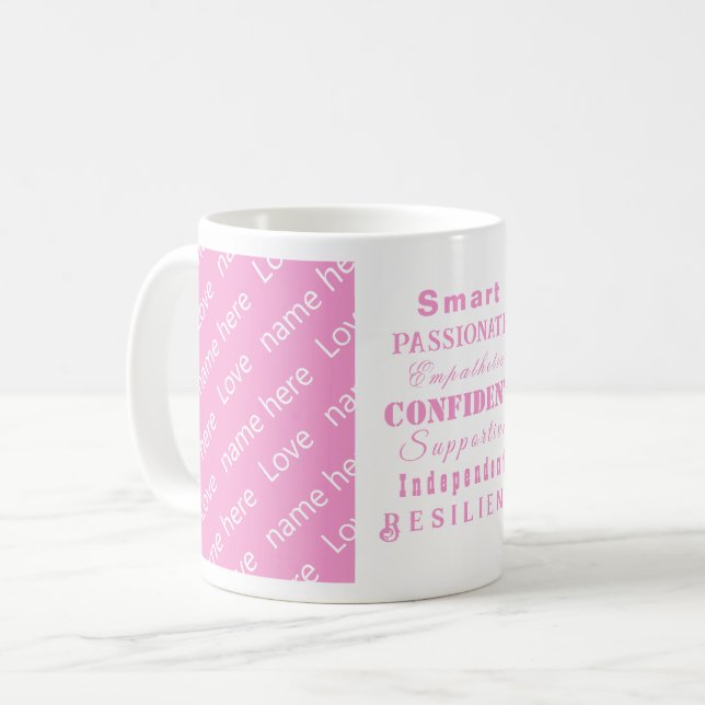Personalisiert Elegant Rosa Motivierend Große Frau Kaffeetasse (Vorderseite Links)