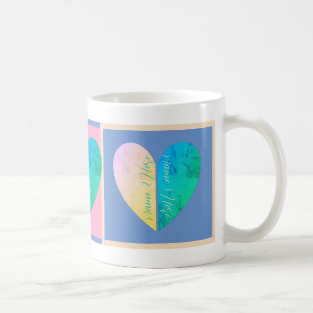 Personalisiert Elegant Seiner und ihrer Halbherzen Kaffeetasse (Rechts)