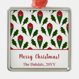 Personalisiert Elegante Abstrakte Rote Rosen & Hol Ornament Aus Metall