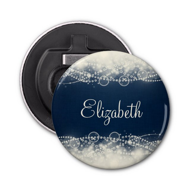 Personalisiert Elegante Abstrakte Spitzen und Perl Flaschenöffner (Vorderseite)