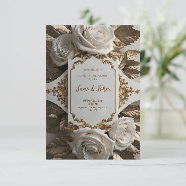 [Personalisiert] Elegante Einladung zur Hochzeit (Stehend Vorderseite)