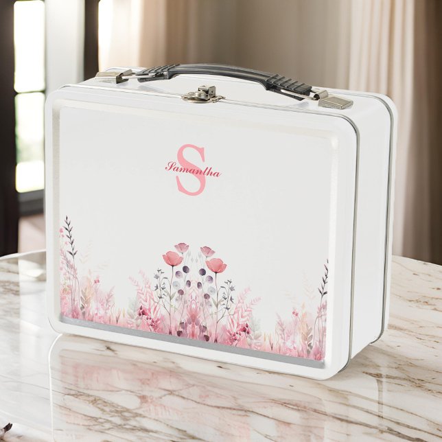 Personalisiert Elegante Flora Minimalistisch Niedl Metall Brotdose (Von Creator hochgeladen)