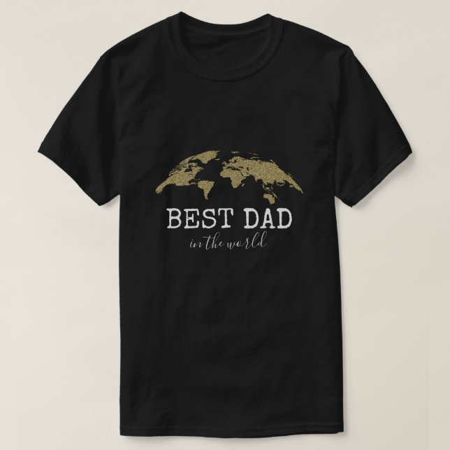 Personalisiert Elegante Gold Glitzer Best Vater T-Shirt (Design vorne)
