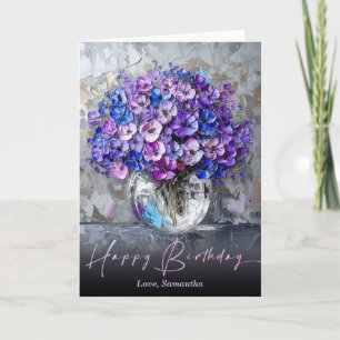 Personalisiert Elegante Lila und blaue Blumen Karte