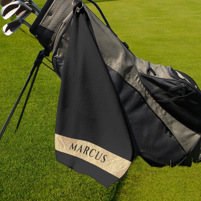 Personalisiert Elegante Modernes Golfer Mit Monogr Golfhandtuch (Elegant Modern Golfer Monogrammed Golf Towel is the perfect accessory for any avid golfer. With its )