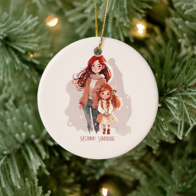 Personalisiert Elegante Mutter und Tochter Keramik Ornament (Baum)