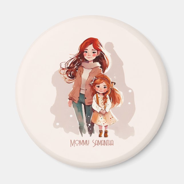Personalisiert Elegante Mutter und Tochter Magnet (Vorne)
