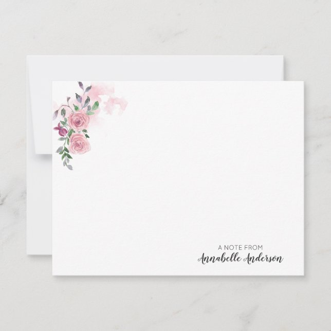 Personalisiert Elegante Rosa Rose Wasser Mitteilungskarte (Vorderseite)