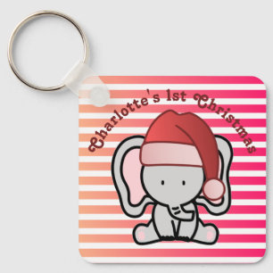 Personalisiert Elephant 1. Weihnachtsmädchen Schlüsselanhänger