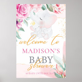 Personalisiert Elephant Elegante Mädchendusche Poster