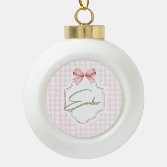 Personalisiert Ember Baby Girl Kinderzimmer Bow&Gi Keramik Kugel-Ornament (Vorderseite)