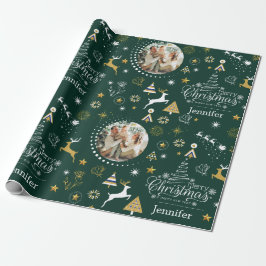 Personalisiert Emerald Green Frohe Weihnachtsgesch Geschenkpapier