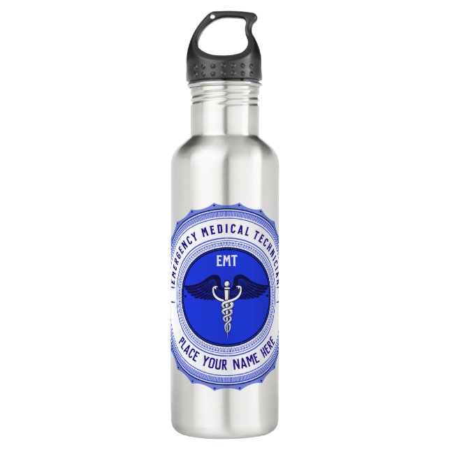 Personalisiert EMT Paramedics Caduceus Edelstahlflasche (Vorderseite)