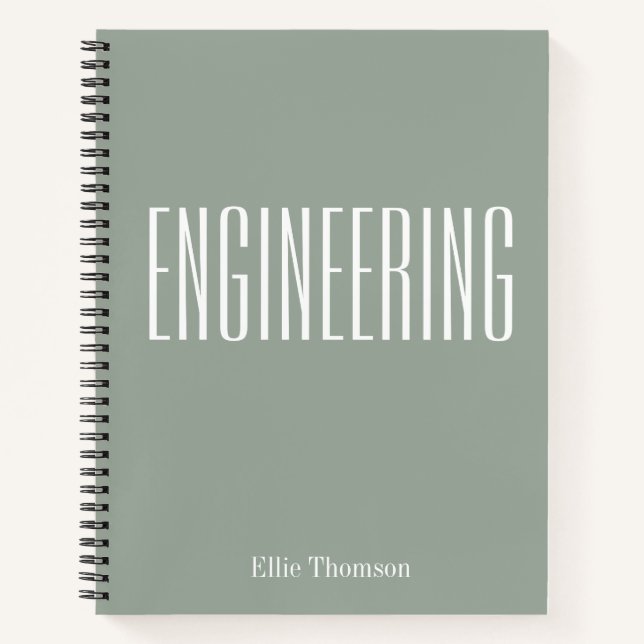 Personalisiert Engineering Graph Paper Simple Sage Notizbuch (Vorderseite)