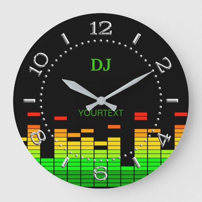 Personalisiert Equalizer Vibes Beat of DJ Music Große Wanduhr (Vorderseite)