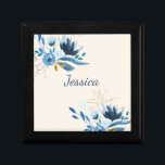 Personalisiert Erinnerungskiste<br><div class="desc">Schöne und stilvolle Aquarellmalerei in Blau und Gold,  personalisiert mit Ihrem Namen.</div>