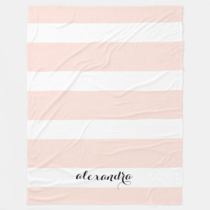 Personalisiert erröten rosa und weiße Streifen Fleecedecke