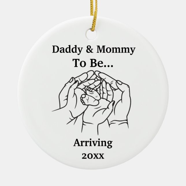 Personalisiert erwartete Eltern Daddy und Mommy Ce Keramik Ornament (Vorne)