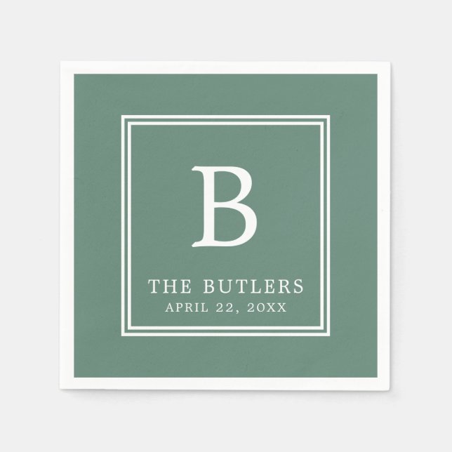 Personalisiert Eukalyptus Green Wedding Napkins Serviette (Vorderseite)