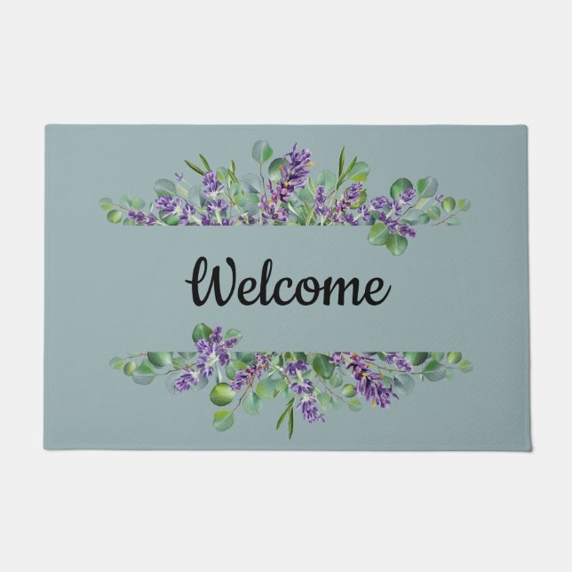 Personalisiert Eukalyptus Lavender Lila Grüne Fußmatte (Vorderseite)