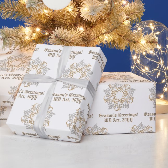 Personalisiert Extravagant frohe Weihnachts-Gold-S Geschenkpapier (Feiertage)