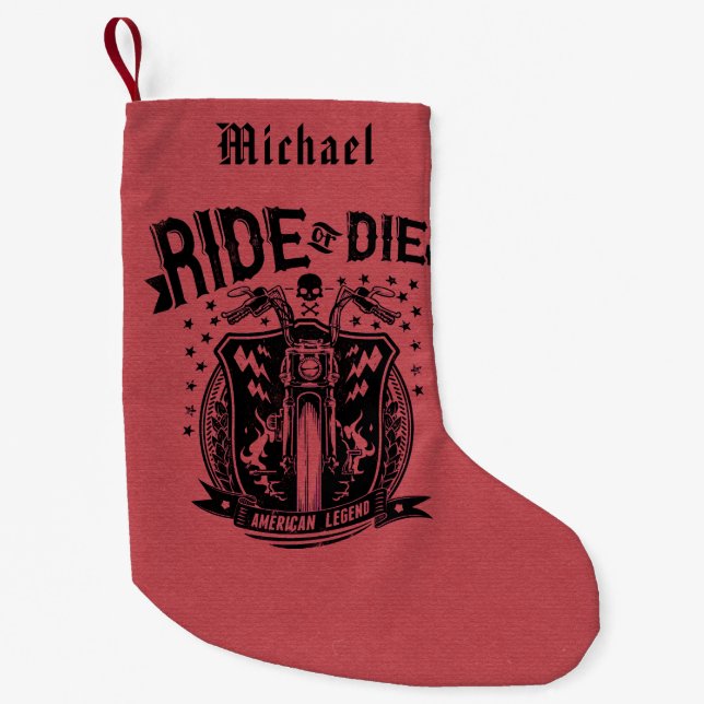 Personalisiert fahren oder Die Motorrad Kleiner Weihnachtsstrumpf (Vorderseite)