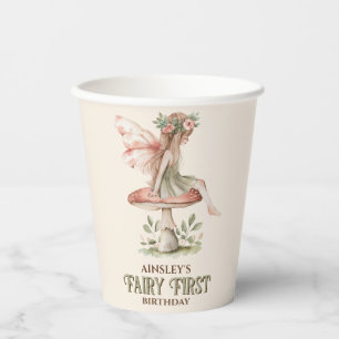 Personalisiert Fairy First Pink 1. Geburtstag Part Pappbecher