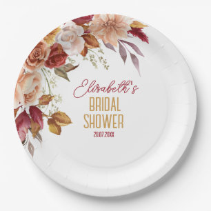 Personalisiert Fall Boho Floral Brautparty Pappteller