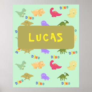 Personalisiert farbenfrohe Dino Poster