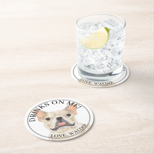 Personalisiert Fauna Cream Frenchie French Bulldog Runder Pappuntersetzer (Vor Ort)