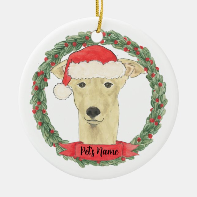 Personalisiert Fawn Tan Greyhound Keramik Ornament (Vorne)