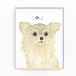 Personalisiert Fawn Tan Long Haired Chihuahua Art Fotodruck