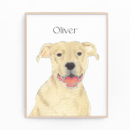 Personalisiert Fawn Tan Pitbull Staffy Dog Art Fotodruck