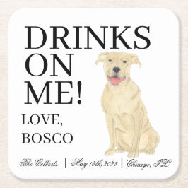 Personalisiert Fawn Tan Pitbull Staffy Dog Wedding Rechteckiger Pappuntersetzer