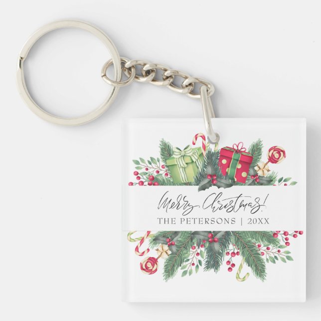 🎄 Personalisiert festliche Weihnachtsdekoration Schlüsselanhänger (Vorderseite)