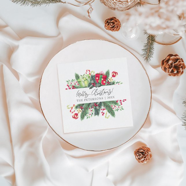 Personalisiert festliche Weihnachtsdekoration Serviette (Personalized Festive Merry Christmas Decorative Napkins)