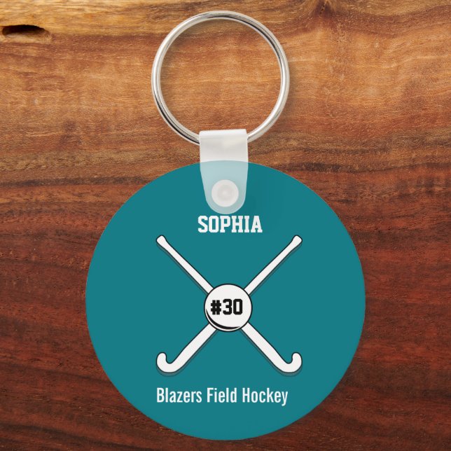 Personalisiert Field Hockey Team Name Jersey Numme Schlüsselanhänger (Vorderseite)