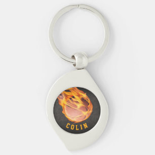 Personalisiert Fiery Basketball Schlüsselanhänger