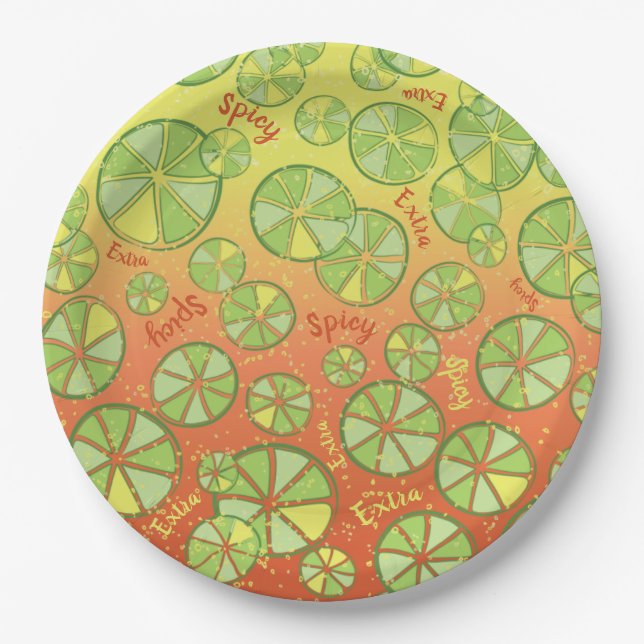 Personalisiert Fiesta Spicy Margarita & Limes Pappteller (Vorderseite)