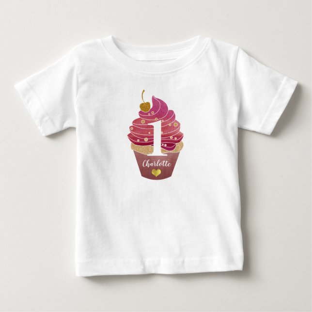 Personalisiert First Birthday Baby T - Shirt (Vorderseite)
