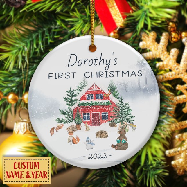 Personalisiert First Christmas Baby Keramik Orname Ornament (Von Creator hochgeladen)